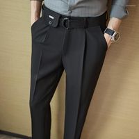 Erkekler Takım Moda Kemeri Tasarımı Erkekler Resmi Pantolon 2022 DOĞRU RENK İş İnce Fit Pantolon Ofis Sosyal Parti Elbise Takım Pantolon
