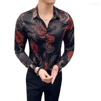 Мужские повседневные рубашки мужская розовая рубашка 2022 модельер дизайнер с узором цветочный длинное рукав стройная мужская одежда мужская вечеринка