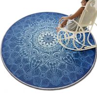 Alfombras misteriosas decoración de estilo bohemia alfombra 140 cm en forma redonda cola de silla azul no deslizante para el piso