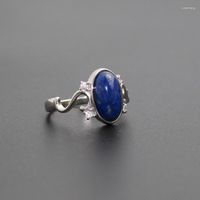 Cluster anneaux 925 film en argent sterling "The Vampire Diaries" Elena's Daylight Women Jewelry Nature Real Lapis Stone