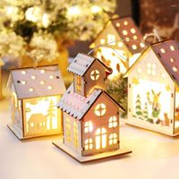 زخارف عيد الميلاد شجرة الحلي قلادة LED الديكور الخشبي منزل العطلة ديكور المنزل