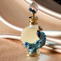 Botellas de almacenamiento sellado de pavo real decoración de la casa de bodas regalos metal botella de aceite esencial recargable perfume de estilo árabe
