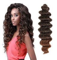 Derin Dalga Dökme Saç Saç Sentetik Tığ Örgileri Kadınlar için Afro Bukleler Örgü Uzantıları 20inch 80GPACK LS031575574