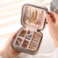 Schmuckbeutel quadratische Kiste einfache Ohrringe Ringanh￤nger Anzeige tragbarer Reiseohrhakenhalter Rei￟verschluss Aufbewahrungsoragnizer