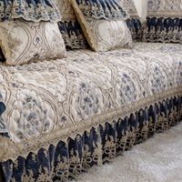 Cubiertas de la silla de alta gama juegos de sof￡ de lujo cubiertos azules de encaje jacquard slip fundas de toalla de sof￡ seccional de lino de algod￳n