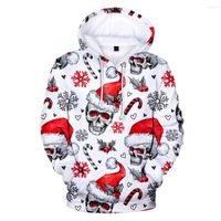 Hoodies masculinos 3d Feliz Natal Homens/Mulheres Happy Year Hoodie Sweatshirts Fashion Skull Capuz de capuz/meninas Casacos