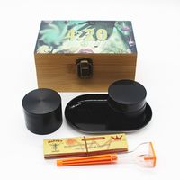 Granulador de metal de 55 mm, juego de fumar, empaquetado de caja de madera con papel de herramienta de rodadura de tubería