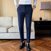 Erkekler 2022 İş Elbise Pantolon Erkekler Düz Renk Ofis Sosyal Resmi Takım Sıradan Sokak Giyim Düğün Pantolonları Pantalon Homme
