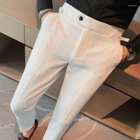 Trajes masculinos 2022 hombres pantalones de vestir de la oficina delgada temporadas casuales sueltas sueltas estiramiento brit￡nico cintura de moda rectas pantalones