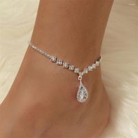 Anucletas Diamond Water Drop Bracelets para mujeres Accesorios de playa Cadena de pies de diario antibarronado Joyas de verano Sandalias descalzos