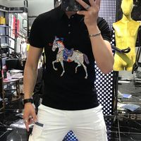 Herren Polos Sommer T-Shirt Horse Diamant Craft Pure Cotton atmable Polo Sweatshirt Mode Tops Streetwear