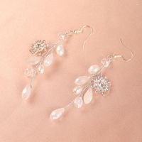 Dangle Earrings Pearl Bridal Earring Crystal Wedding Hair Ac...