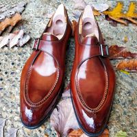 Scarpe eleganti marroni maschi maschi in pelle singola zapatos de hombre designer maschi