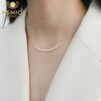Подвесные ожерелья Ashiqi 925 Серебряная серебряная колье Smile Smile Natural Freshwater Gearl Jewelry для модных женщин 221205