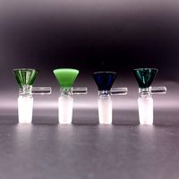 Bols en verre colorés Bols en verre fumeurs de 18 mm 14 mm avec poignée pour herbe tabac Bangs d'huile Bongs en verre