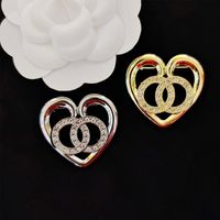 Women Heart Brooch Gold Silver Crystal Letter Brooches Suit ...