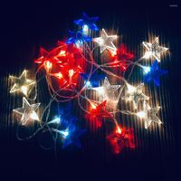 Strings Luces de cuerda de estrella para la decoración del día de la independencia Blanco rojo Indoor 1.65m/3m Partido de hadas colorida