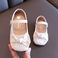 Düz ayakkabılar kızlar beyaz pembe bow-bnot prenses deri çocuklar için çocuk İngiliz kolej tarzı okul dansı tek sonbahar