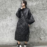 Kadınlar Down Parkas Koyu Siyah Kış Japon Kimono Bandage Cobe Gevşek Uzun Pamuklu Yastıklı Ceket Sıcak Ceket LM88 221205