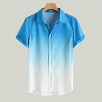 Casual shirts voor heren 2022 Zomerheren Gradiënt geverfd Hawaiiaanse koele dunne ademende kraag van hoge kwaliteit korte mouw