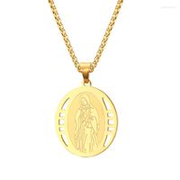 Anh￤nger Halsketten religi￶ser Schmuck Trendy hochpolierter 35 -mm -Titan -Stahl Jungfrau Maria mit oder ohne Kette Unisex Bijoux