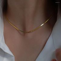 Ketten Frauen Sterling Silber Flat Schlange Knochenkette Mode hohe Licht Luxusklinge Halskette Accessoires