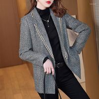 Trajes para mujeres de alta calidad Moda informal Blazer chaqueta para mujeres consultorio de oficinas grises ropa de ropa exterior de primavera otoño