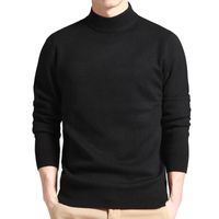 Suéteres masculinos Pullovers Men Sweater Solid Mock pesco