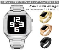 2 in 1 Edelstahlmodifikation Mod Kit -Gurt mit Hülle für Apple Watch Band 45 mm IWatch Serie 7 6 5 Se 44mm Uhrenband Noble 9502163