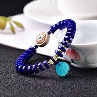 Strand Lapis Lazuli Bead Bracciale Crystal Crystal Pietone Blue Gioielli per le donne Estate