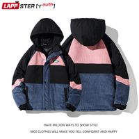 Mens Down Parkas LAPPSTERYouth Men Patchwork Hooded Corduroy...