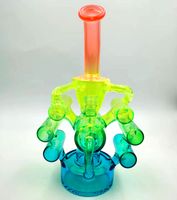 Neon Rainbow Water Recycler Glass Bong Radiant Oil Dab Ligas Percolador Piper Bubbler Tipe Bubbler