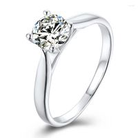 Anillos de racimo anziw cuatro puntas 925 plata esterlina moissanite diamante 5 mm solitaria redonda de compromiso de boda joyas de mujeres