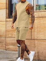 Traccetti da uomo Fashion Solid Two Suit Sust Tops's-Neck Tops and Shorts Outfits Man Sum