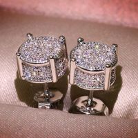 Squisiti orecchini cubi di zirconia cubica per uomini donne a vite in cristallo d'argento con borchie di gioielli da sposa