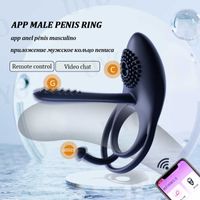 App Controle remoto Vibrador masculino Cock Silicone Penis anel de vibração Ejaculação Ejaculação G Spot G Spot Casal Sex Toys