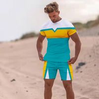 Мужские спортивные костюмы Мужские наборы 3D -спортивный костюм летняя одежда для модных шортов для мужчины шорты 2 куски. Случайная уличная одежда Мужчина Негабаритный костюм 221208