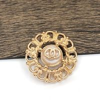 Metal Pearl Letter Diy Sewing Button Round Letters Gold Butt...