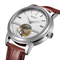 Нарученные часы Boux Automatictourbillon Men Mechanical Watch 1963 Seagull ST8002 Мужские мошеннические часы Torbillon подлинные Leathe