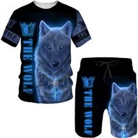 Мужские спортивные костюмы Cool the Wolf 3D-печатная футболка/костюм летние коротки с коротки