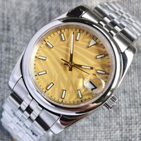 Montre-bracelets 36 mm Lume Automatic Mens Watch Gold / White Palm Dalping Sapphire Glass Polished / Fluted C￩cher