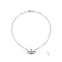 Anhänger Halsketten Frauen Perlenkette Satelliten Halskette Elegantes Schlüsselbein Anhänger Punk Barock Statement Halsketten Hochzeitsteil Dhphr
