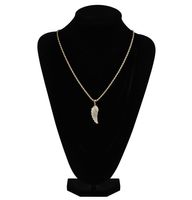 Fashiongold White Gold Iced Out Cz Zirconia Lovers Agel Wing Necklace Chain Hip Hop Feather Ala Regali di gioielli FO1836457