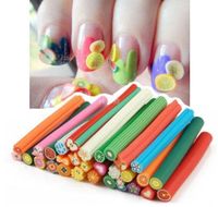 30 pcs cane polymer clay nail art Stickers 3D fruit and flow...