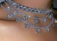 Примолаживание подвесной ожерелья животных бабочек коляки Модные украшения для женщин заморожены в цепочке хип -хоп ожерелье Valentine039S 9659109