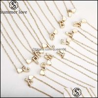 Colliers pendentifs 26 Lettre intiale alphabet coeur Collier Gold Couleur AZ Cha￮ne pour femmes Gift Saint Valentin Z Drop Livraison Jewelry Dhwxc