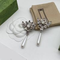 أزياء Prata Stud أقراط رسالة مزدوجة GG Water Drop Pearl arring Aretes Orecchini for Lady Women Party Wedding Bedder Gift Jewelry for Bride