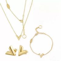 Benutzerdefinierte Ketten Halsketten Designer Gold Halskette Ohrringe Designer für Frauen Edelstahl Halsketten Luxus bezaubertes Armband Schmuckstück Set Geburtstagsgeschenk
