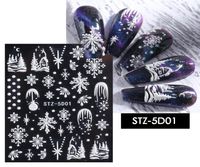 5D Sticker Nail en relief Christmas Flakes de neige Design Adhesive One One Sticles Summer Nail Art Decorations 2073616