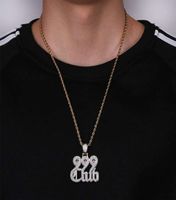 Hip Hop 999 Club Diamonds Collares colgantes para hombres Número de lujo Pendantes Cirones de cobre reales de oro chapado en la cadena cubana NEC9949768